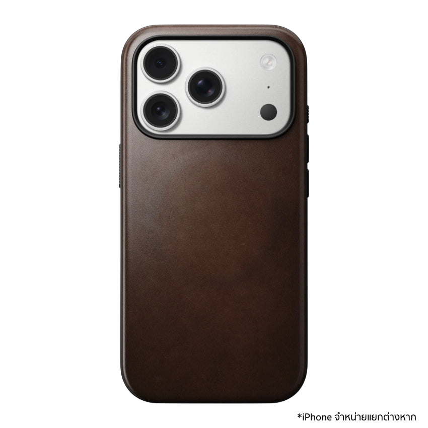 เคสหนัง Nomad Modern Leather สำหรับ iPhone 17 Pro สี Rustic Brown (Horween)