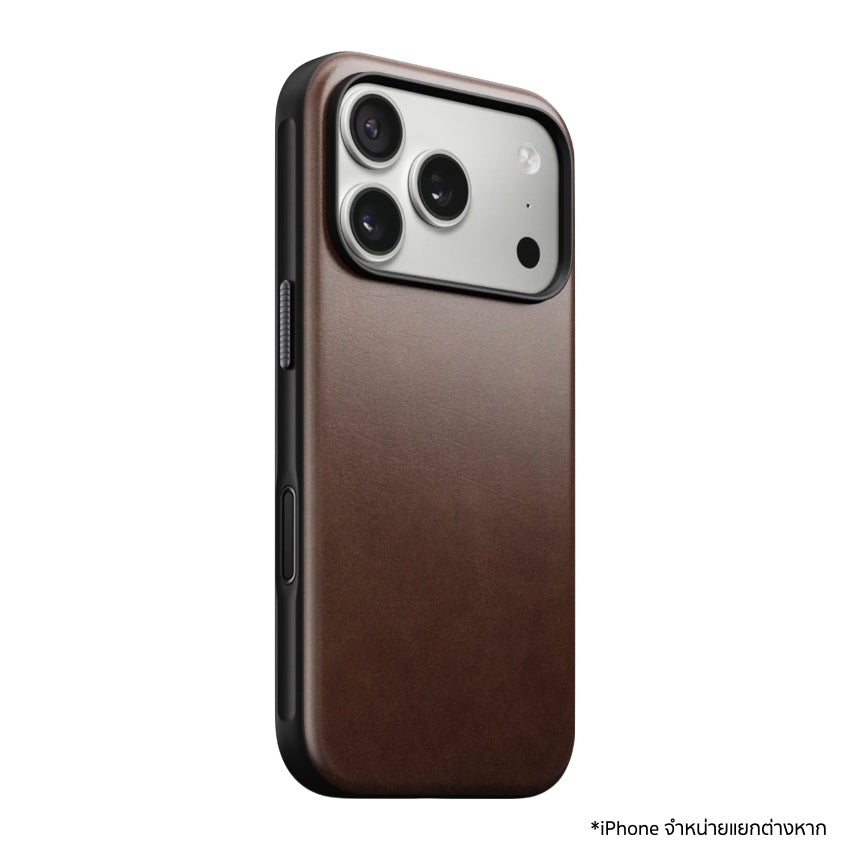 เคส iPhone 17 Pro Nomad Modern Leather ทำจากหนัง Horween สี Rustic Brown