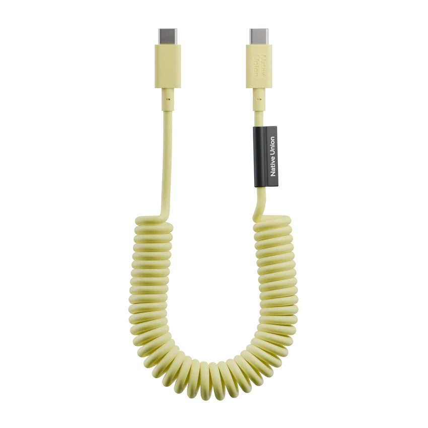 Native Union Pop Cable 1.2M 60W สายชาร์จ USB-C to USB-C ดีไซน์ขดสปริง ยืดได้สูงสุด 1.8 ม. รองรับชาร์จเร็ว 60W และโอนถ่ายข้อมูล 480Mbps