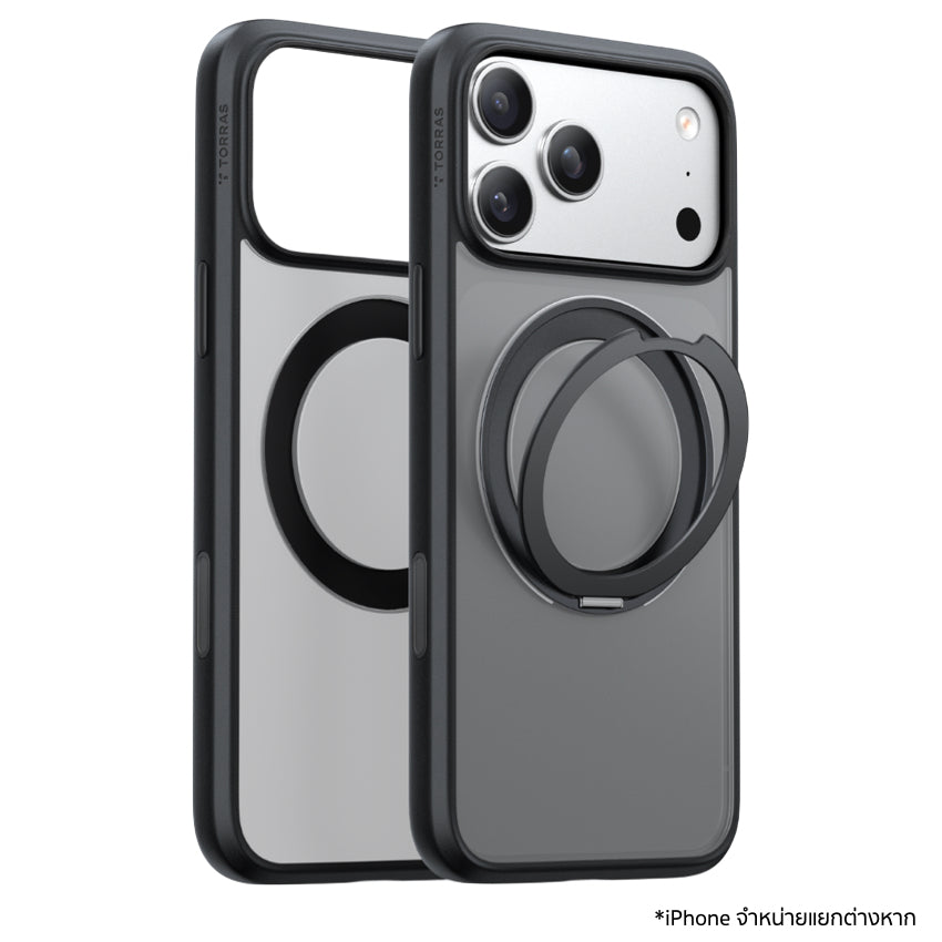 Torras iPhone 17 Pro Max Case Ostand R Series - Black  เคสใสพร้อมขาตั้งหมุนได้ 360° รองรับชาร์จไร้สาย
