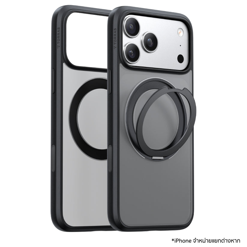 Torras iPhone 17 Pro Max Case Ostand R Series - Black  เคสใสพร้อมขาตั้งหมุนได้ 360° รองรับชาร์จไร้สาย