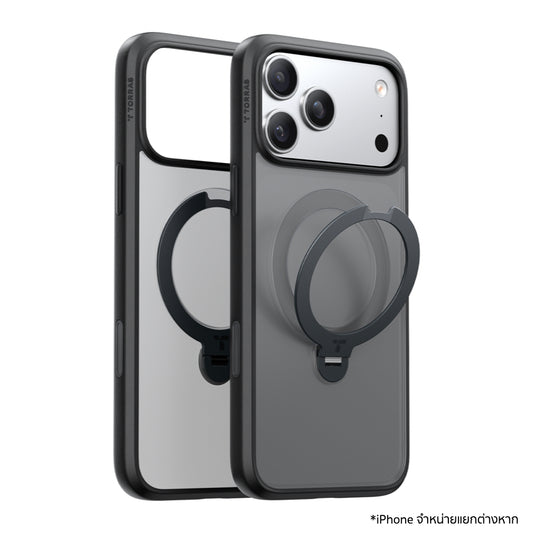 เคสกันกระแทก iPhone 17 Pro Torras Ostand Spin Series - Black ขาตั้งหมุนได้ 360° ดีไซน์แข็งแรง ทนทาน รองรับการชาร์จไร้สาย