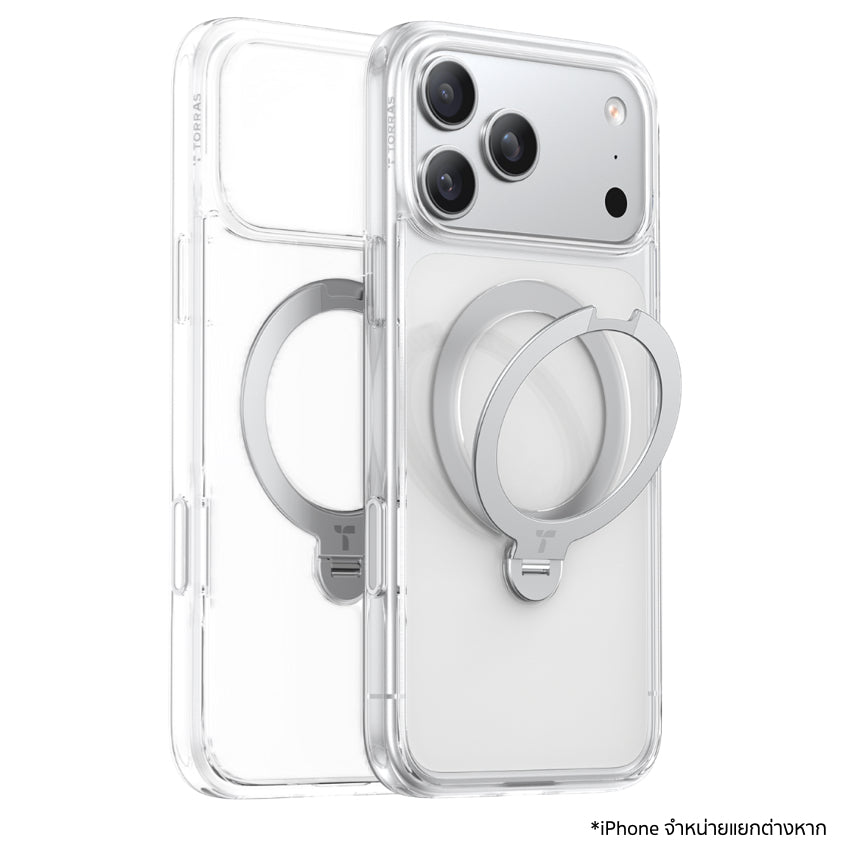เคสกันกระแทก iPhone 17 Pro Max Torras Ostand Spin Series - Clear ขาตั้งหมุนได้ 360° ดีไซน์แข็งแรง ทนทาน รองรับการชาร์จไร้สาย