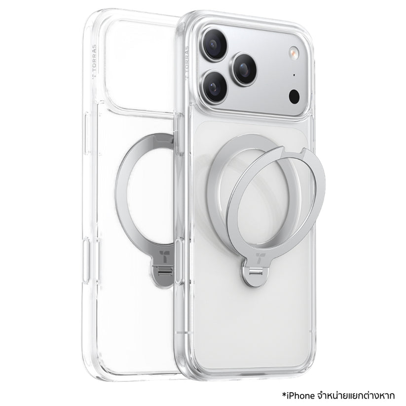 เคสกันกระแทก iPhone 17 Pro Max Torras Ostand Spin Series - Clear ขาตั้งหมุนได้ 360° ดีไซน์แข็งแรง ทนทาน รองรับการชาร์จไร้สาย