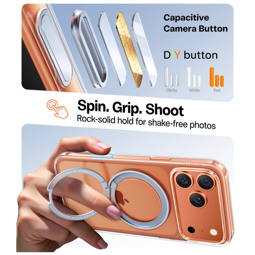 Torras Ostand R Series เคสใส iPhone 17 Pro ดีไซน์เพรียวบาง ขาตั้งปรับหมุน 360°