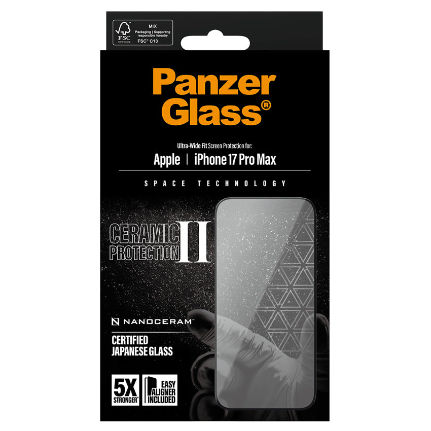 ฟิล์มกระจก PanzerGlass Ultra Wide Fit Ceramic สำหรับ iPhone 17 Pro Max ป้องกันรอยขีดข่วน