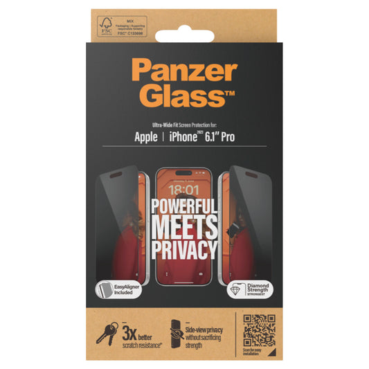 ฟิล์มกันรอยแบบเพิ่มความเป็นส่วนตัว Ultra Wide Fit Privacy สำหรับ iPhone 15 Pro [พร้อมอุปกรณ์ช่วยติด]