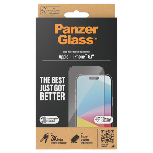 iPhone 15 Film PanzerGlass Ultra Wide Fit [With Applicator]
