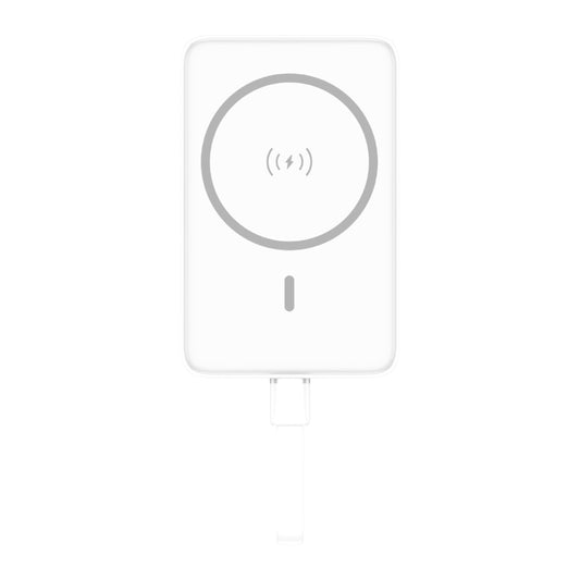 แบตเตอรี่สำรองพกพา Vivid Magnetic Power + Short Cable - White แบรนด์ PISEN