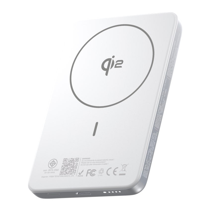 แบตเตอรี่สำรองไร้สาย Pisen SleekVolt 20W ความจุ 5000mAh ดีไซน์บางพรีเมียม รองรับ MagSafe Qi2 ชาร์จเร็ว พกพาง่าย ใช้งานสะดวกทุกวัน