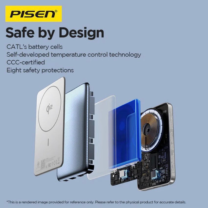 แบตเตอรี่สำรองไร้สาย Pisen SleekVolt 20W ความจุ 5000mAh ดีไซน์บางพรีเมียม รองรับ MagSafe Qi2 ชาร์จเร็ว พกพาง่าย ใช้งานสะดวกทุกวัน