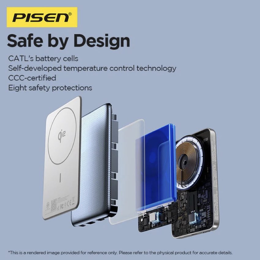 แบตเตอรี่สำรองไร้สาย Pisen SleekVolt 20W ความจุ 5000mAh ดีไซน์บางพรีเมียม รองรับ MagSafe Qi2 ชาร์จเร็ว พกพาง่าย ใช้งานสะดวกทุกวัน