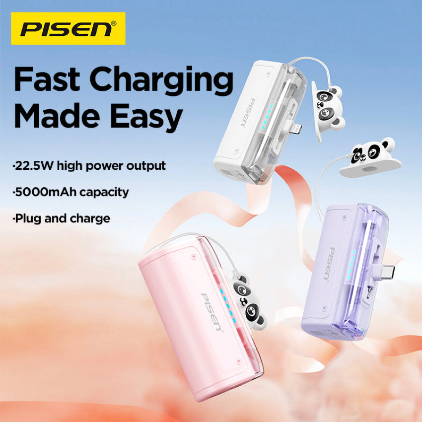 แบตเตอรี่สำรองพกพา Power Tiny 22.5 วัตต์ ความจุ 5000 mAh แบรนด์ PISEN