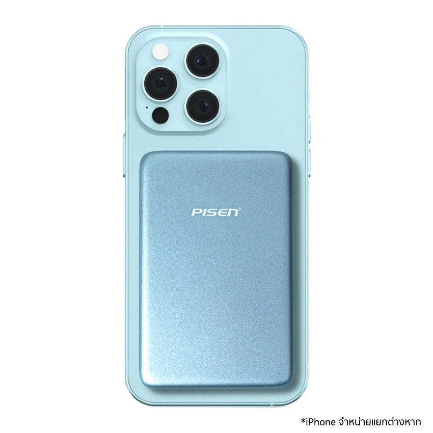 PISEN SleekVolt Power Bank 20W สีฟ้า ความจุ 10,000mAh ดีไซน์บางพกง่าย