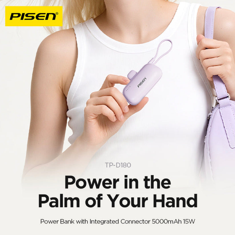แบตเตอรี่สำรองพกพา Tiny 15 วัตต์ ความจุ 5000 mAh ขนาดเล็ก แบรนด์ PISEN