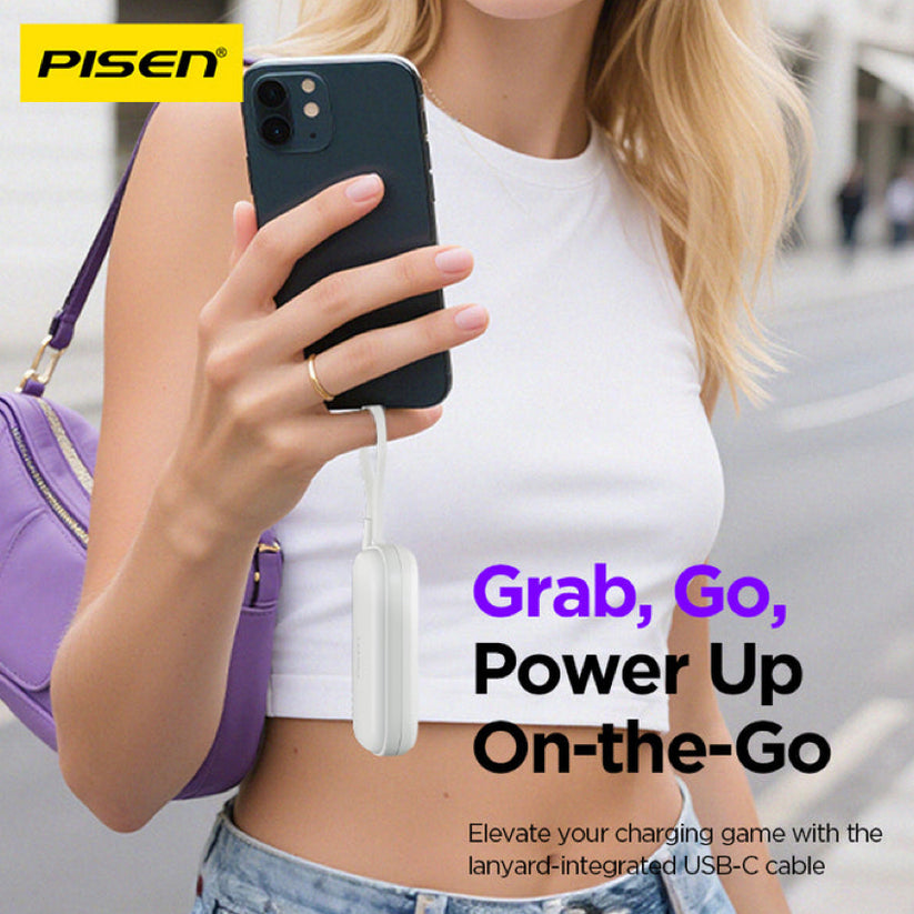 แบตเตอรี่สำรองพกพา Tiny 15 วัตต์ ความจุ 5000 mAh คล้องมือได้ แบรนด์ PISEN