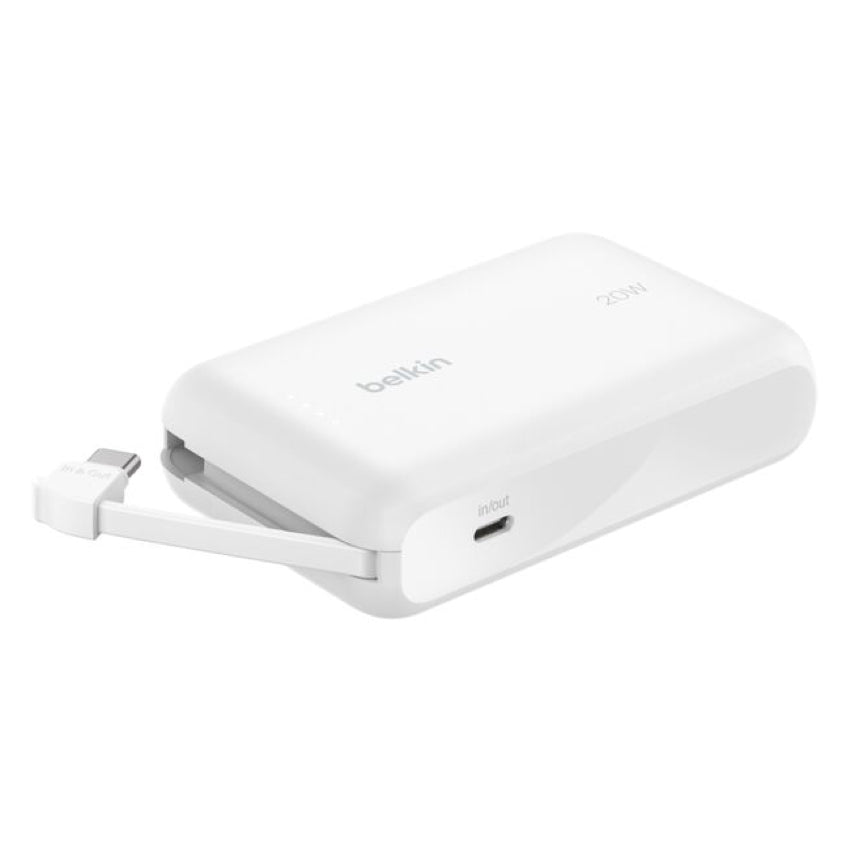 แบตเตอรี่สำรอง Belkin BOOST CHARGE ความจุ 10000mAh พร้อมสาย USB-C - White