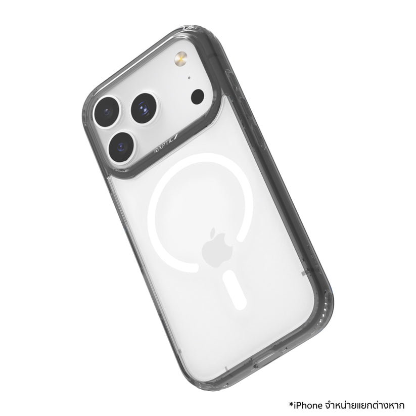 เคสไอโฟน Air Clear รองรับ MagSafe สำหรับ iPhone 17 Pro สี Black กันกระแทก 6 ฟุต แบรนด์ RAPTIC