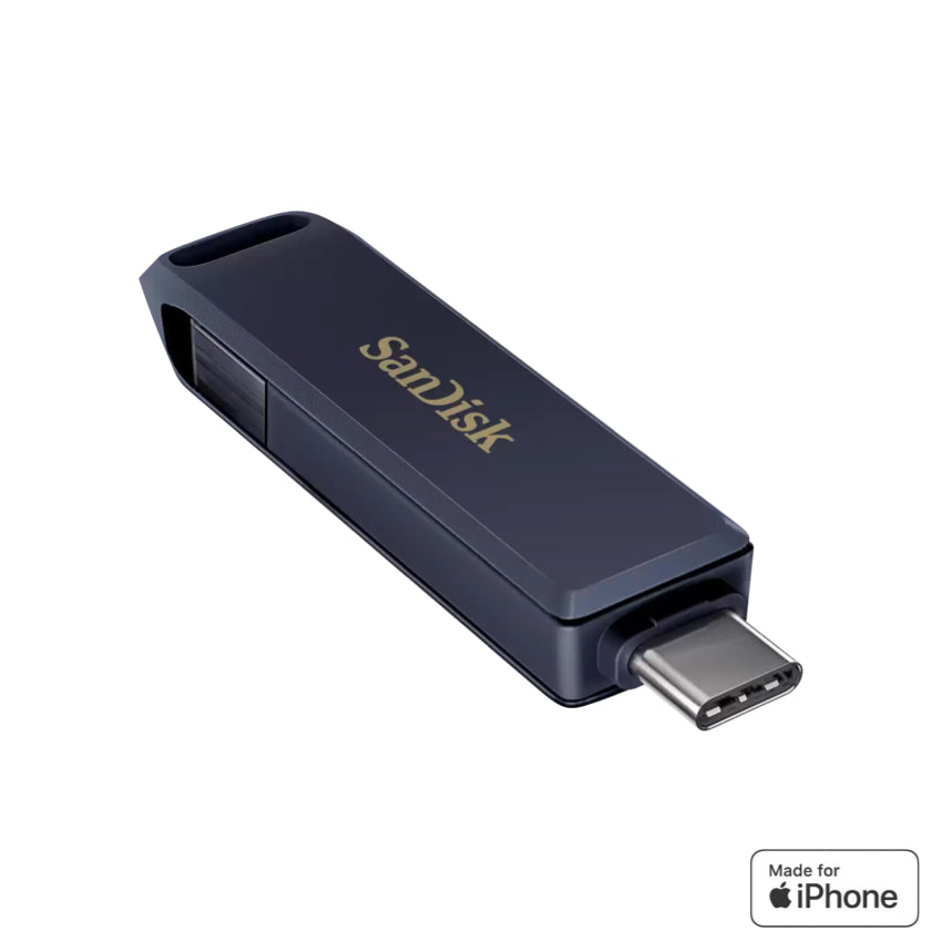แฟลชไดรฟ์ Phone Drive สำหรับ iPhone สี Metallic Sky (256 GB) ขนาดเล็ก พกพาสะดวก จากแบรนด์ SANDISK