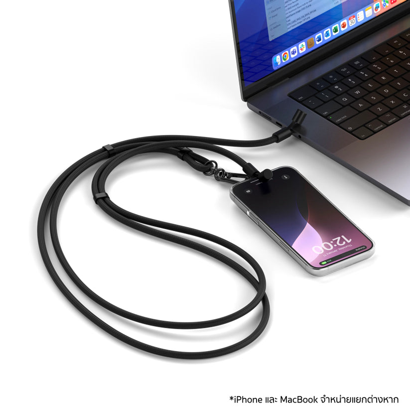 สายคล้องโทรศัพท์มือถือ OntheGo และ สาย USB-C สี Black ถ่ายโอนข้อมูลรวดเร็ว 480 Mbps แบรนด์ SATECHI