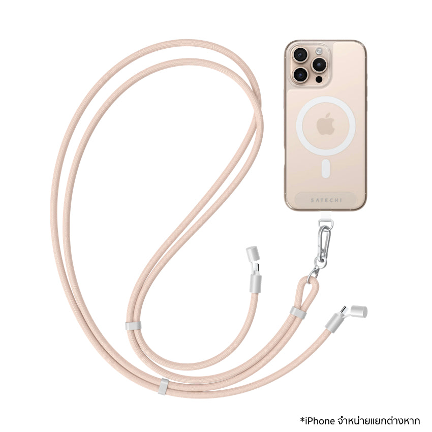 สายคล้องโทรศัพท์มือถือ OntheGo และ สาย USB-C สี Desert Rose แบรนด์ SATECHI