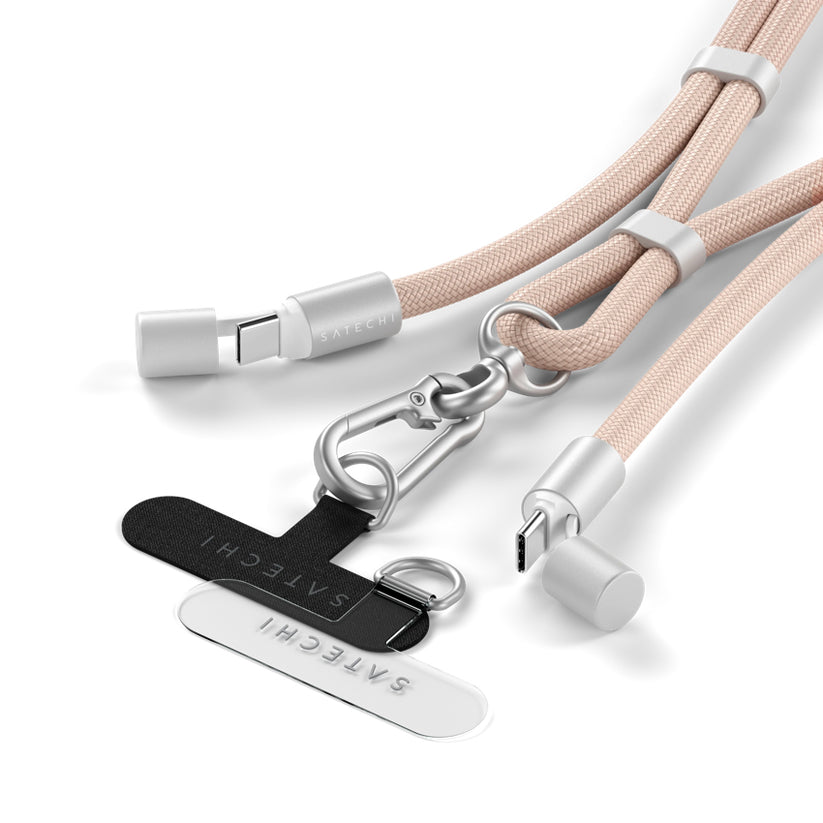 สายคล้องโทรศัพท์มือถือ OntheGo และ สาย USB-C สี Desert Rose ติดตั้งง่าย แบรนด์ SATECHI
