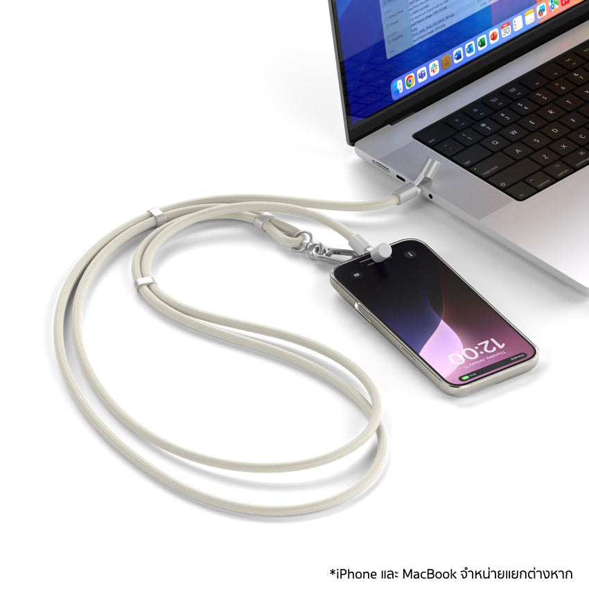 สายคล้องโทรศัพท์มือถือ OntheGo และ สาย USB-C สี Sand ถ่ายโอนข้อมูลรวดเร็ว 480 Mbps แบรนด์ SATECHI