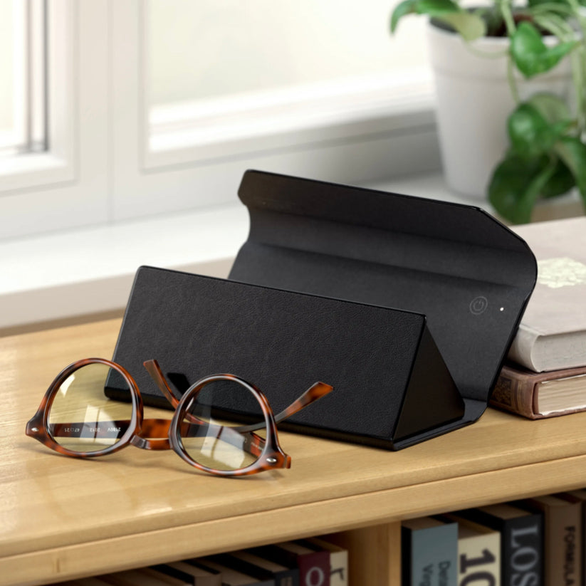 กล่องใส่แว่นตา FindAll Glasses Case - Black วัสดุหนังวีแกน แบรนด์ SATECHI