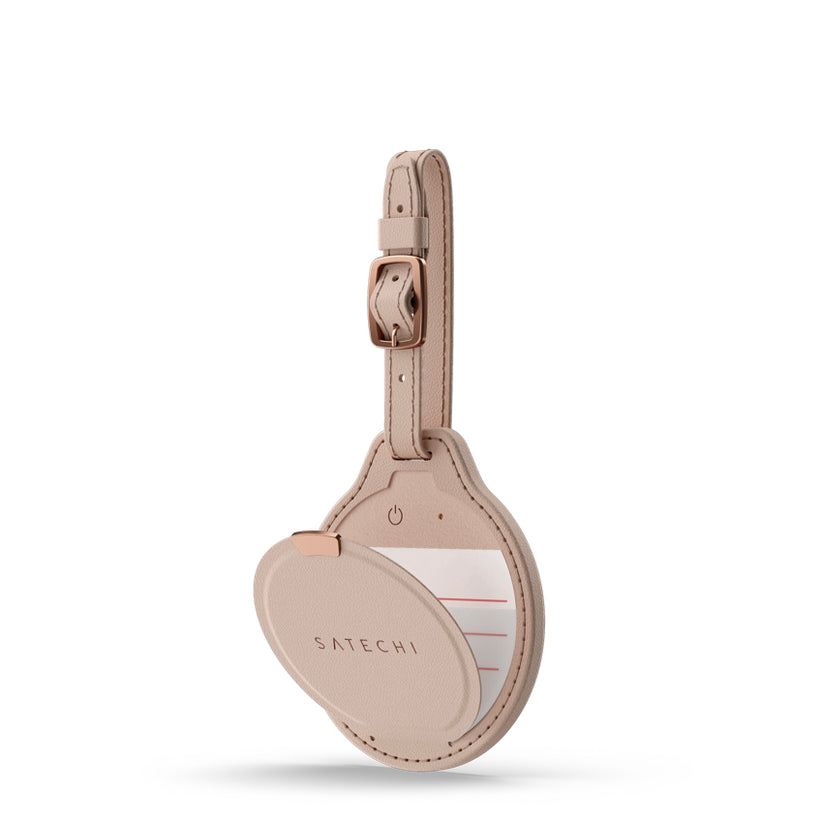 แท็กติดกระเป๋าเดินทาง Vegan-Leather FindAll Luggage Tag - Desert Rose มีเขียนป้านชื่อในตัว แบรนด์ SATECHI