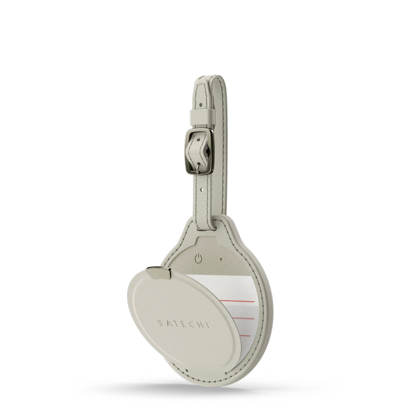 แท็กติดกระเป๋าเดินทาง Vegan-Leather FindAll Luggage Tag - Sand มีป้ายเขียนในตัว แบรนด์ SATECHI