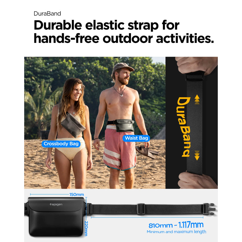 กระเป๋าแบบคาดเอว SPIGEN Aqua Shield (A620) กันน้ำได้ สีดำ