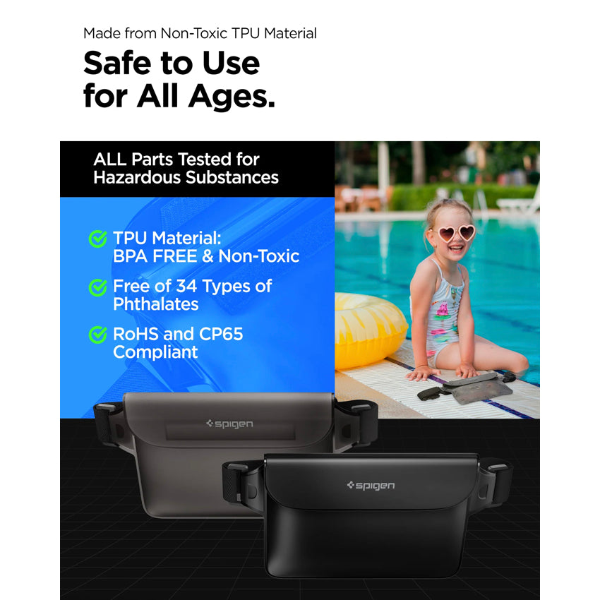 กระเป๋าแบบคาดเอว SPIGEN Aqua Shield (A620) กันน้ำได้ สีดำ