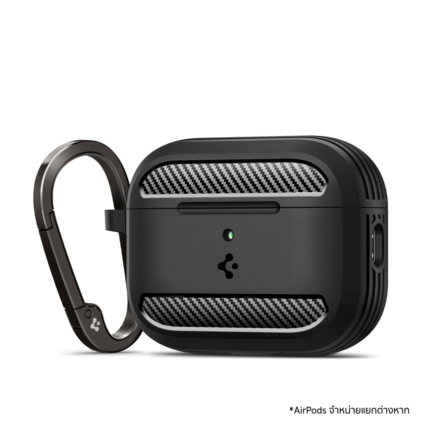 เคส Rugged Armor สำหรับ AirPods Pro 3 - Matte Black ห่วงกุญแจ พกพาง่าย แบรนด์ SPIGEN