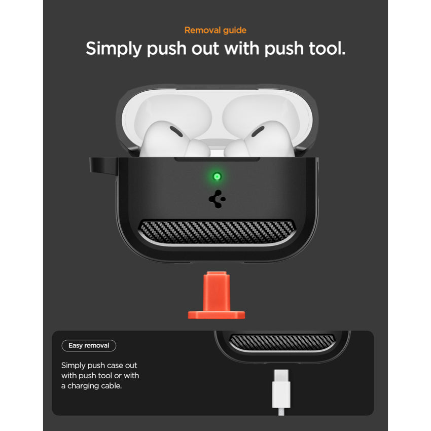เคส Rugged Armor สำหรับ AirPods Pro 3 - Matte Black ถอดออกสะดวก แบรนด์ SPIGEN