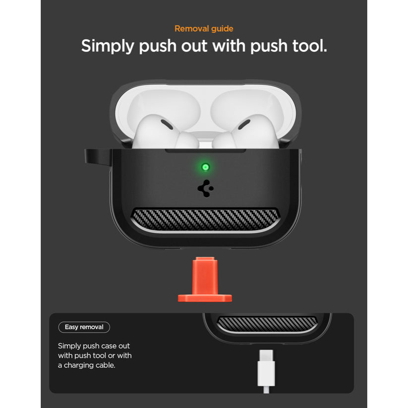 เคส Rugged Armor สำหรับ AirPods Pro 3 - Matte Black ถอดออกสะดวก แบรนด์ SPIGEN