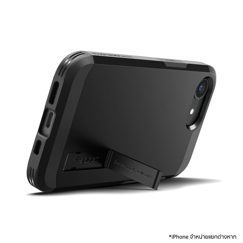 เคสไอโฟน Tough Armor MagFit สำหรับ iPhone 16e สี Black มีขาตั้งในตัว แบรนด์ SPIGEN