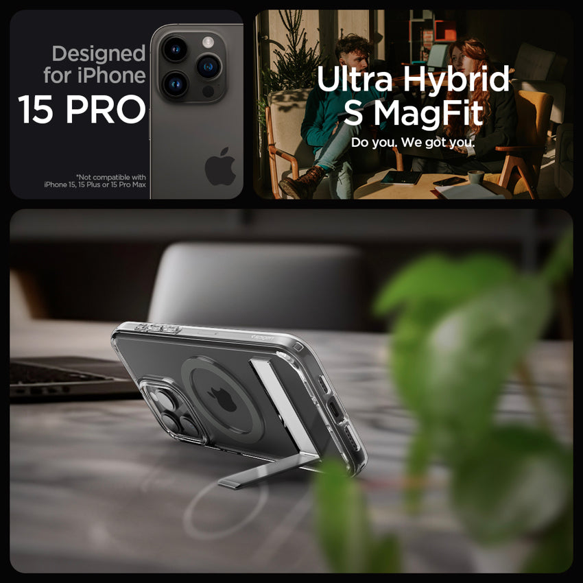 เคสใส Spigen Ultra Hybrid S MagFit สำหรับ iPhone 15 Pro สี Graphite