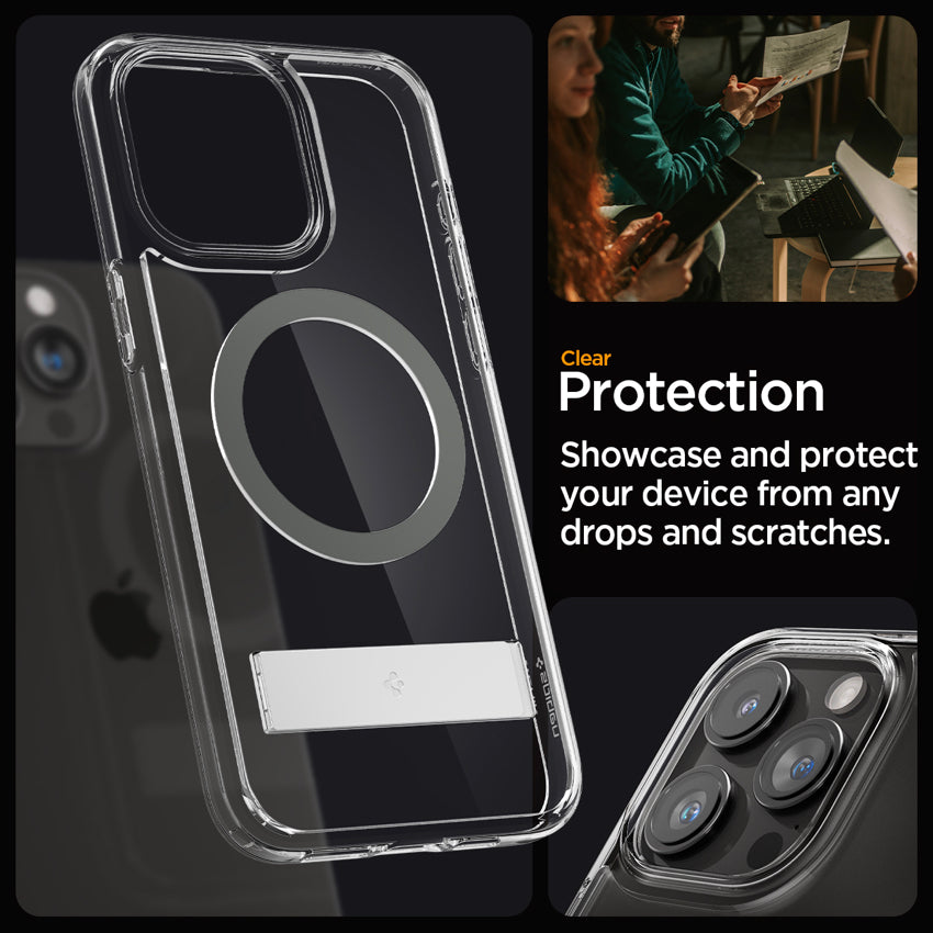 เคสใส Spigen Ultra Hybrid S MagFit สำหรับ iPhone 15 Pro สี Graphite