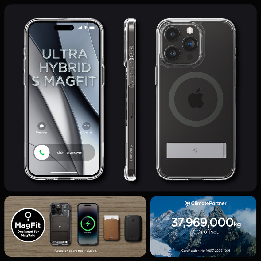 เคสใส Spigen Ultra Hybrid S MagFit สำหรับ iPhone 15 Pro สี Graphite