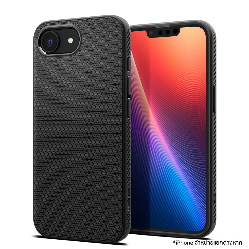 เคสไอโฟน Liquid Air สำหรับ iPhone 16e สี Matte Black ป้องกันรอยขีดข่วน แบรนด์ SPIGEN