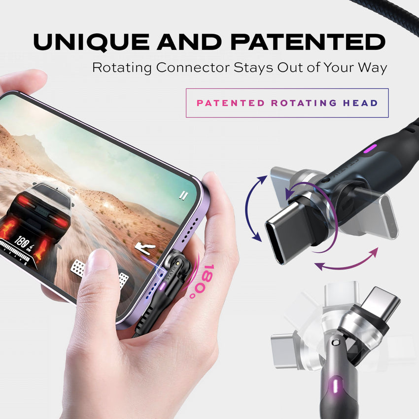 Statik PowerPivot Nylon Braided, USB-A to USB-C 0.9M