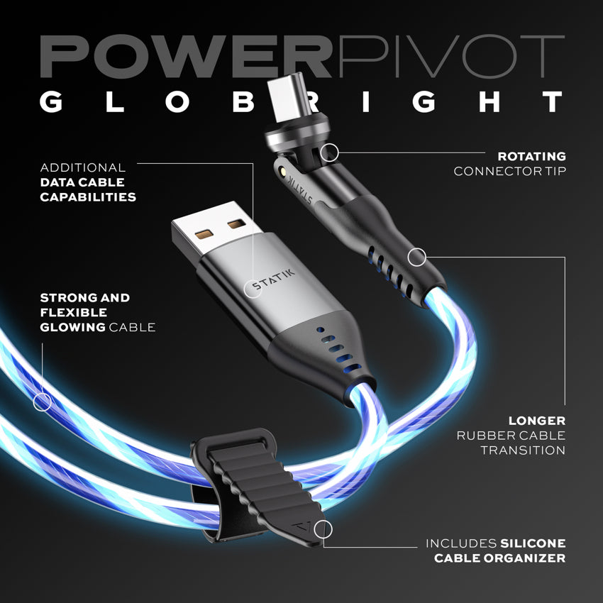 Statik PowerPivot, Glowing LED, USB-A to USB-C (2m)