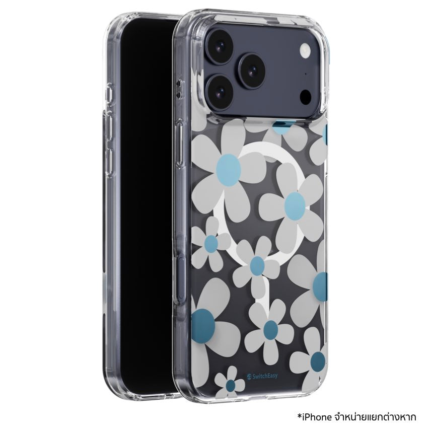 iPhone 17 Pro Max Case Switcheasy Fleur M 3D Pattern - Blue Gray