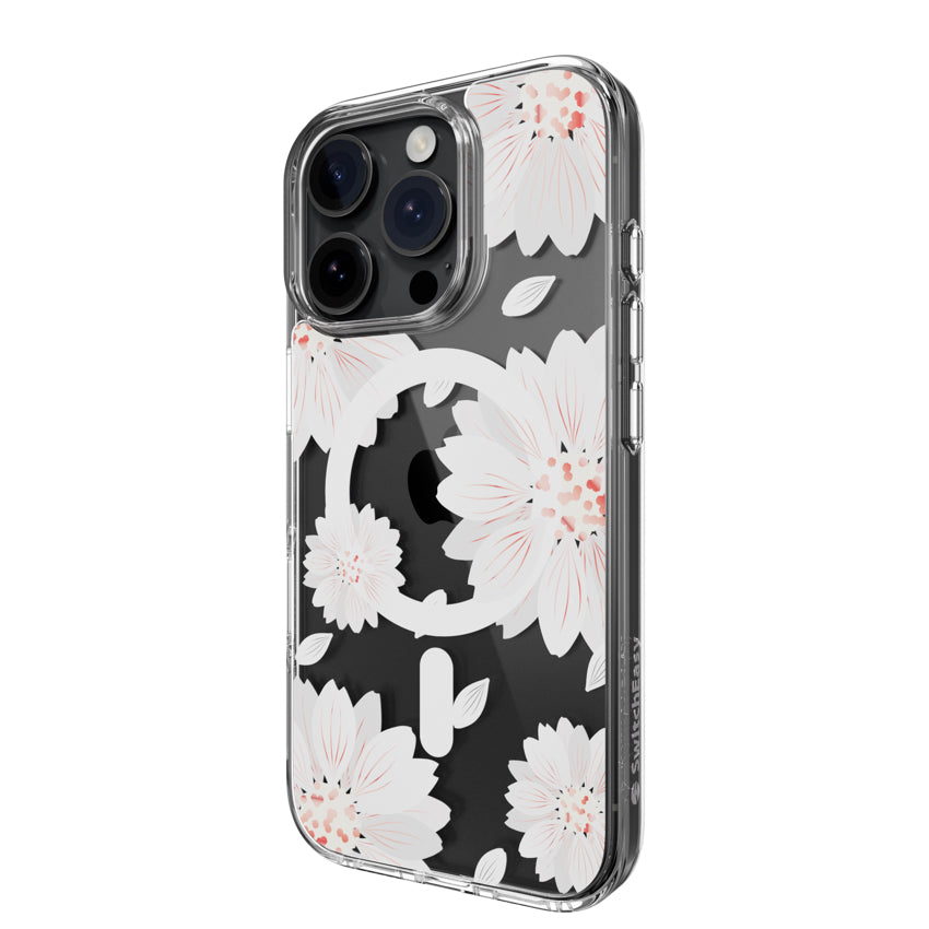 SWITCHEASY Pattern MagSafe case for iPhone 16 Pro - White Flower