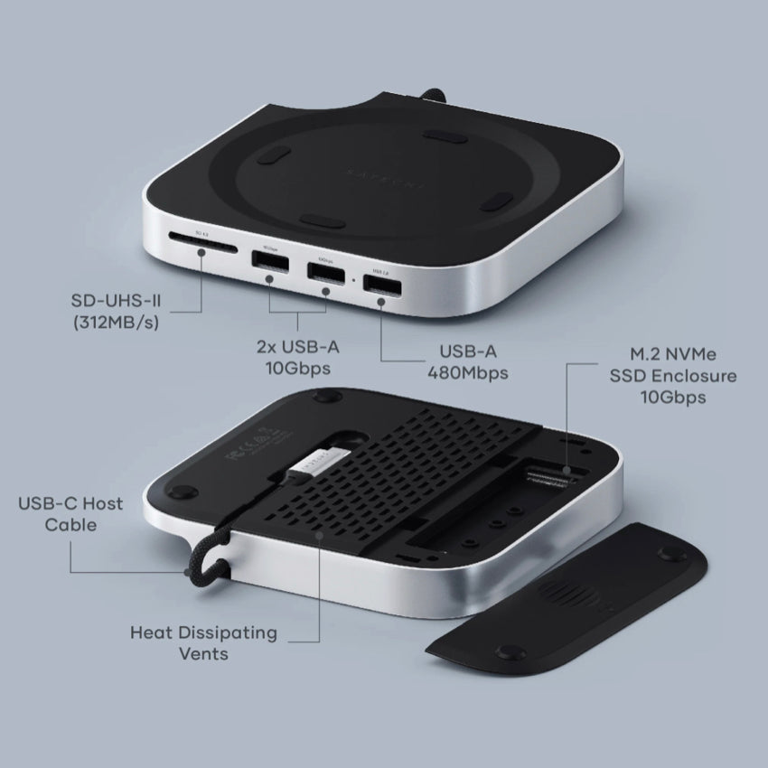 Satechi ฮับมัลติมีเดีย และ แท่นวาง Mac Mini M4 พร้อมช่องใส่ SSD