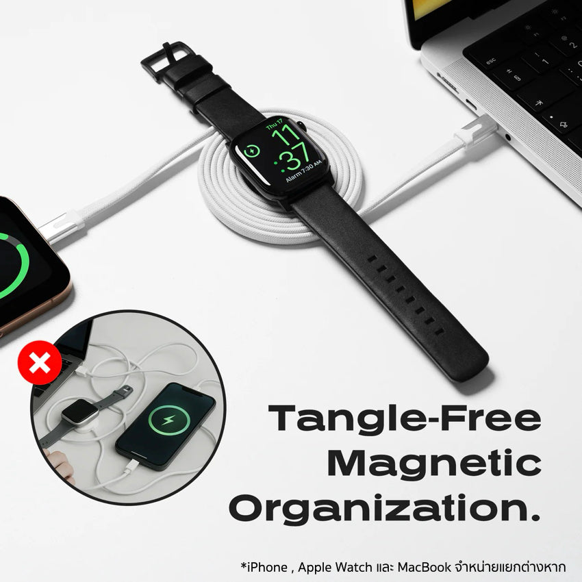 Statik MagStack Duo Apple Watch and USB-C to USB-C 1.5M - White