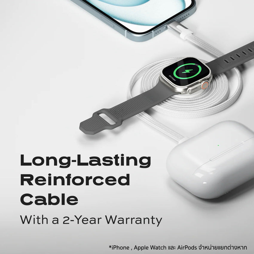 Statik MagStack Duo Apple Watch and USB-C to USB-C 1.5M - White