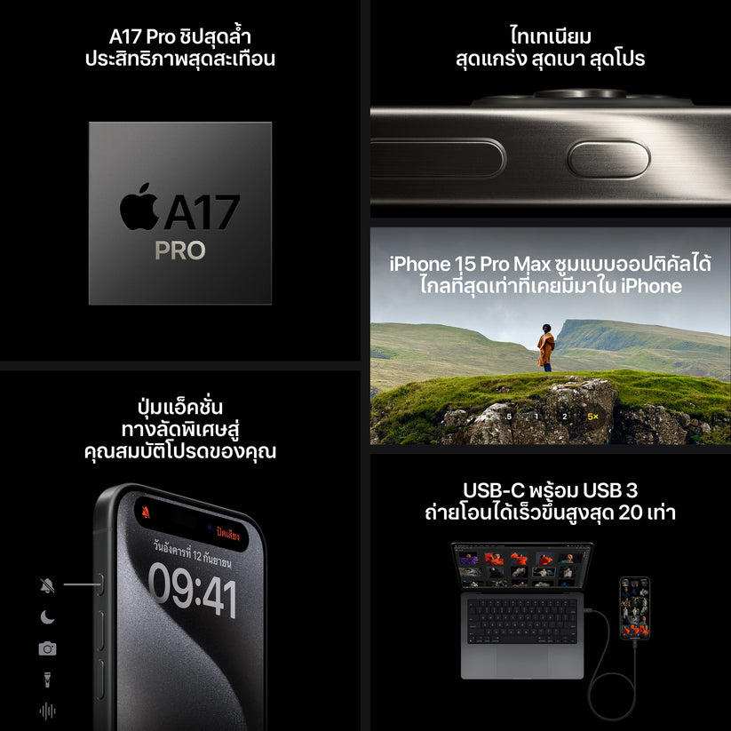 Apple iPhone 15 Pro Max 5G Space Black 1TB 8GB RAM Gsm Unlocked Phone Apple  A17 Pro 48MP Display 6.7-inch Chipset Apple A17 Pro Front Camera 12MP Rear  Camera 48MP +12.7MP++13.4MP RAM