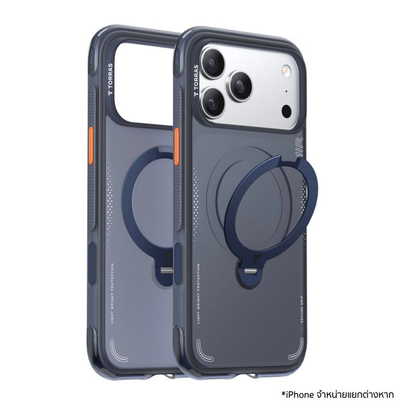 เคสกันกระแทก iPhone 17 Pro Torras Ostand Spin Air Series ปกป้องรอบด้านด้วยเทคโนโลยี AirMAX Airbag ขาตั้งหมุนได้ 360° และแม่เหล็กแรงสูง รองรับ MagSafe อย่างมั่นคง