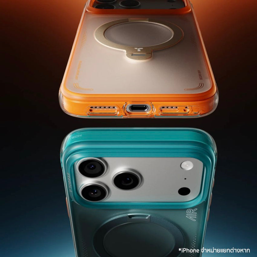 เคสกันกระแทก iPhone 17 Pro Torras Ostand Spin Air Series ปกป้องรอบด้านด้วยเทคโนโลยี AirMAX Airbag ขาตั้งหมุนได้ 360° และแม่เหล็กแรงสูง รองรับ MagSafe อย่างมั่นคง